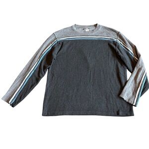 XG Y2K Retro 2000s Pullover Sweater Shirt Top Vintage Stripe Grey Size XL Men's